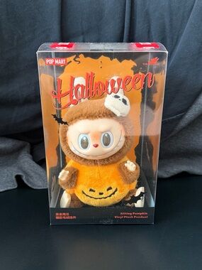 Pop Mart Labubu Halloween Sitting Pumpkin Plush Pendant